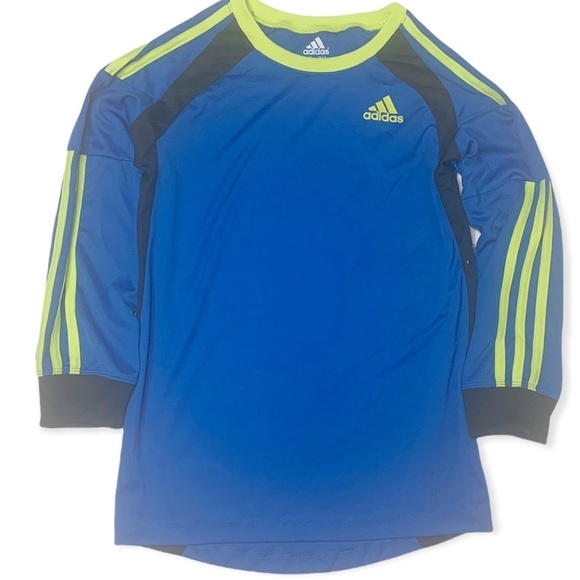 adidas Other - ADIDAS soccer Shirt Long Sleeves 3 Stripe Blue Climacool BOYS KIDS size 7X